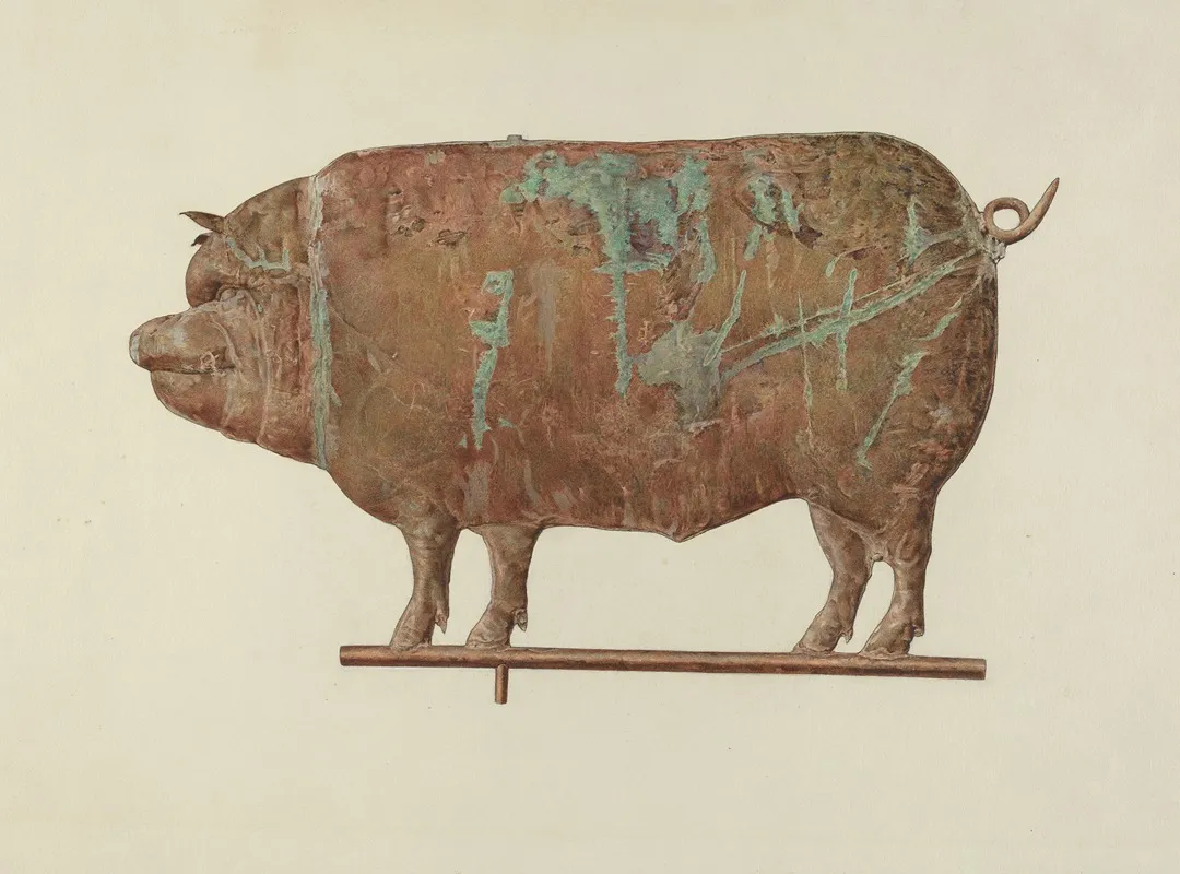 Pig Weather Vane by Marian Page - Canvas Print