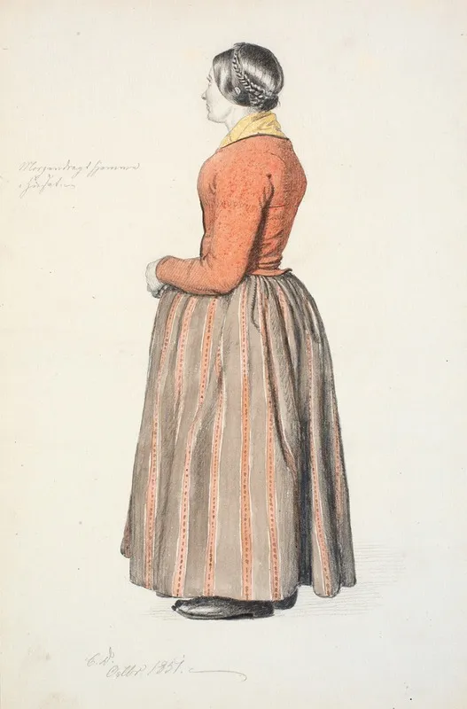 Pige I Morgendragt by Christen Dalsgaard - Canvas Print