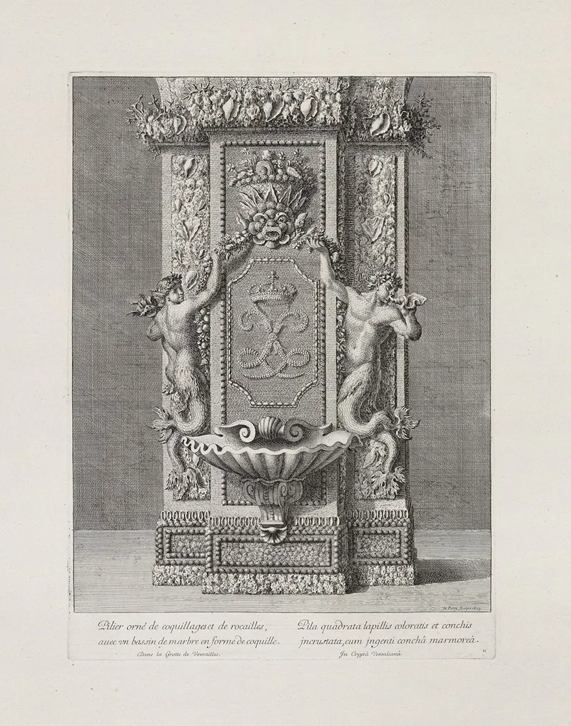 Pillar Decorated With Shells And Stones With A Marble Basin Shaped Like A Cockleshell 2
