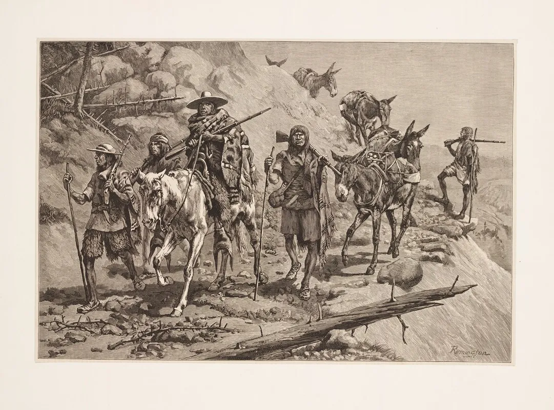 Pima Indians Convoying A Silver Train In Mexico