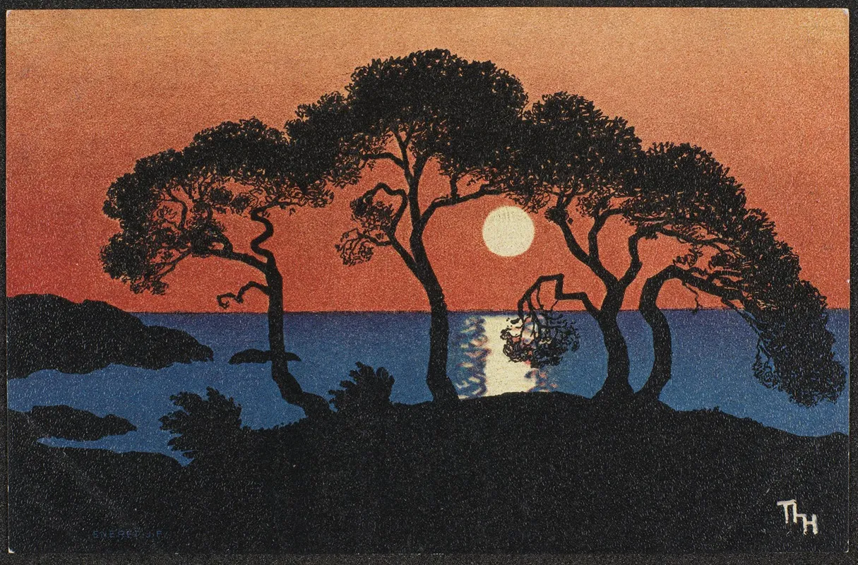 Pine Trees In Sunset by Thorolf Holmboe - Canvas Print