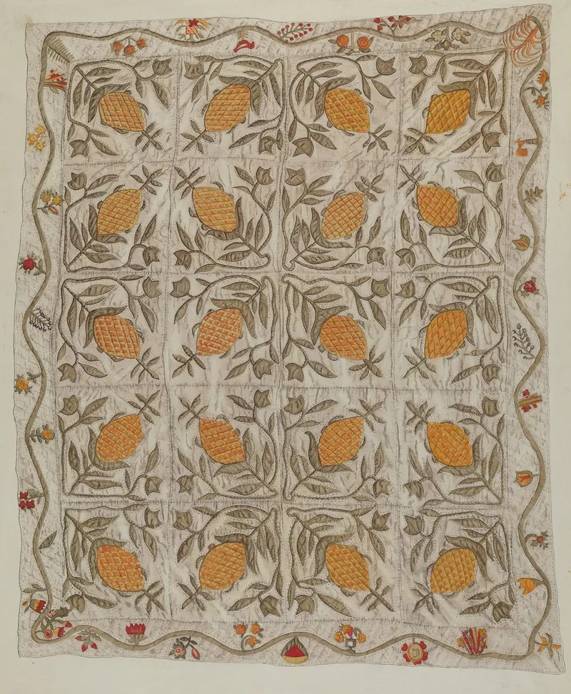 Pineapple Quilt by Mildred E. Bent - Canvas Print