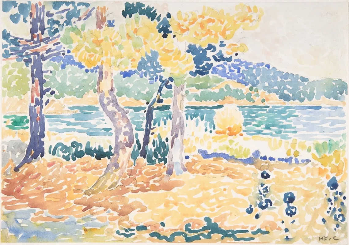 Pines On The Coastline by Henri-Edmond Cross - Canvas Print