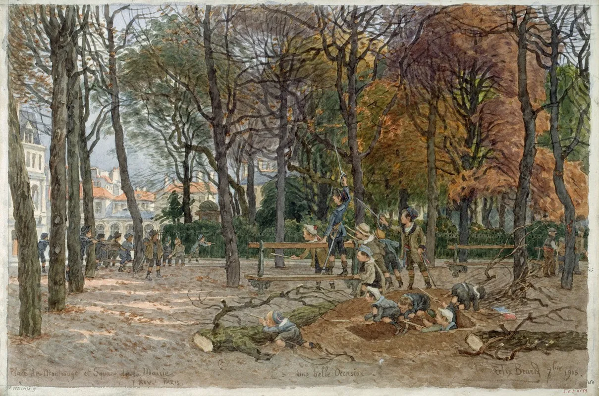 Place De Montrouge Square De La Mairie by Félix Brard - Canvas Print