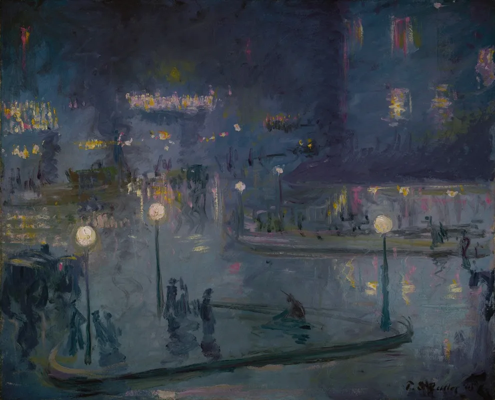 Place De Rome At Night by Theodore Earl Butler - Canvas Print