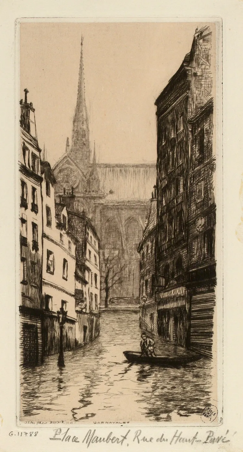 Place Maubert Rue Du Haut Pave by Jean-Jules Dufour - Canvas Print