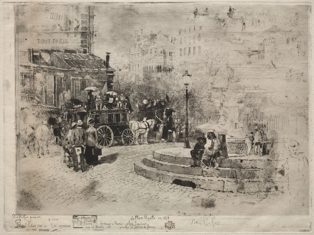 Place Pigalle En 1878 by Félix Hilaire Buhot - Canvas Print