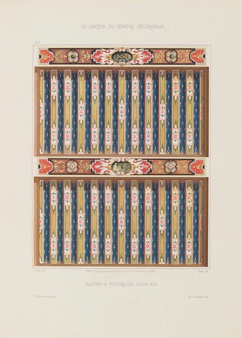 Plafond A Poutrelles Louis Xiii by A. Desaint - Canvas Print