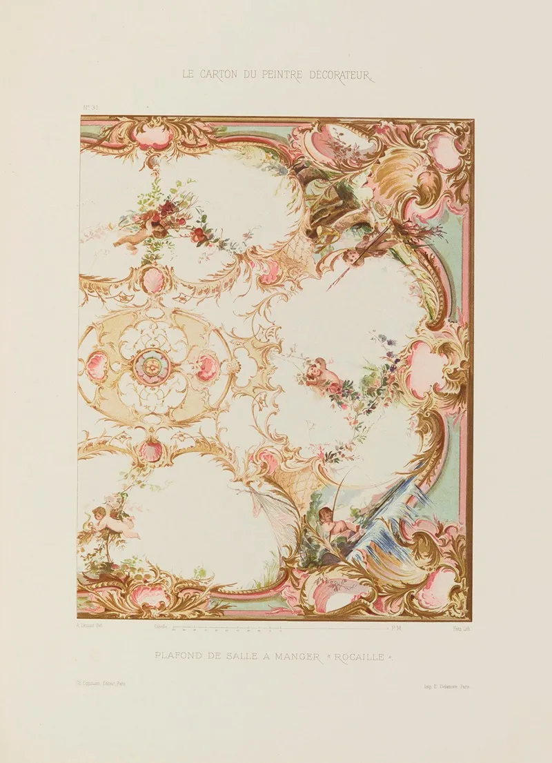Plafond De Salle A Manger Rocaille by A. Desaint - Canvas Print
