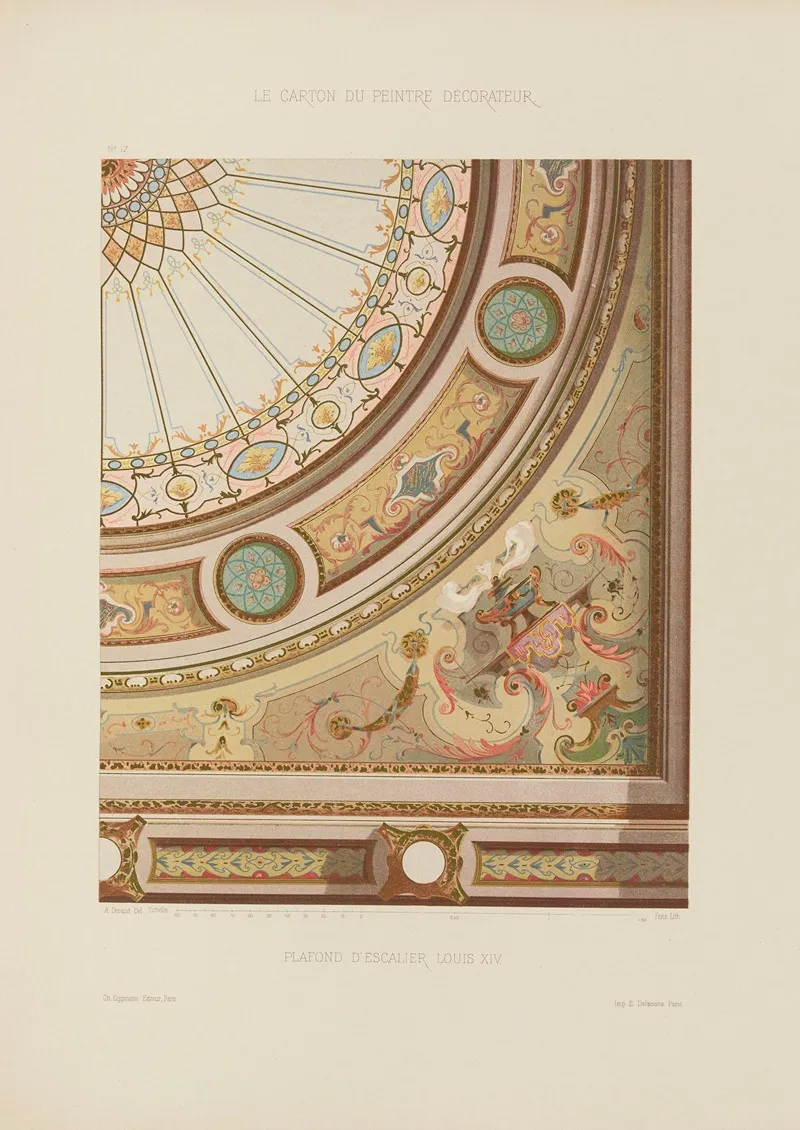 Plafond Descalier Louis Xiv by A. Desaint - Canvas Print