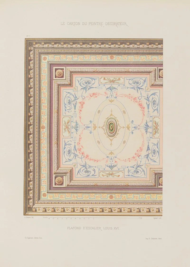 Plafond Descalier Louis Xvi by A. Desaint - Canvas Print