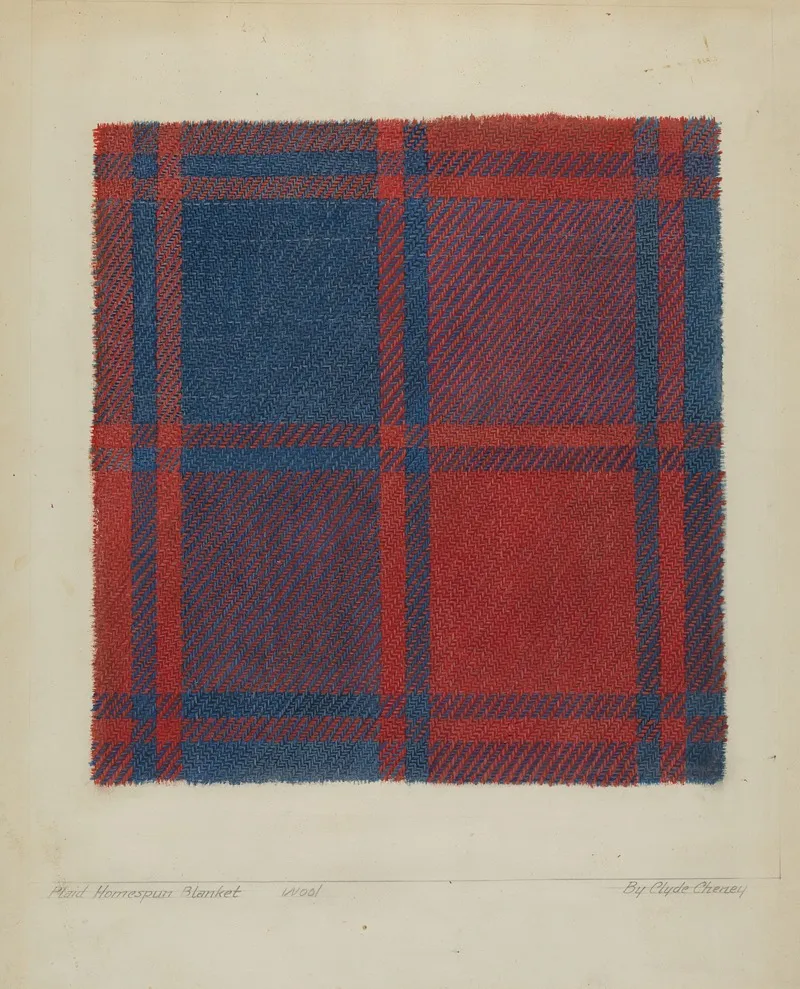 Plaid Homespun Coverlet by Clyde L. Cheney - Canvas Print