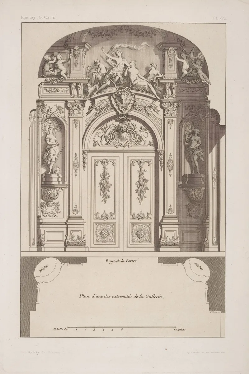 Plan Dune Des Extremites De La Gallerie by André-Charles Boulle - Canvas Print