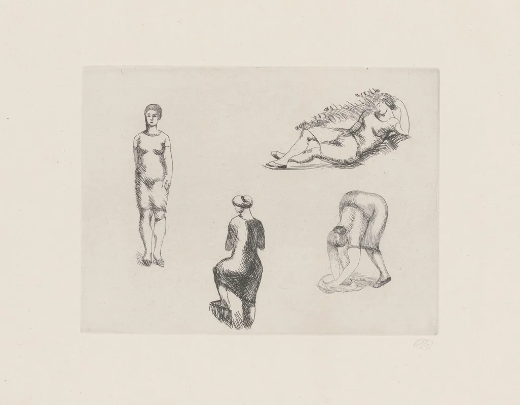 Planche Aux Quatre Croquis by Aristide Maillol - Canvas Print