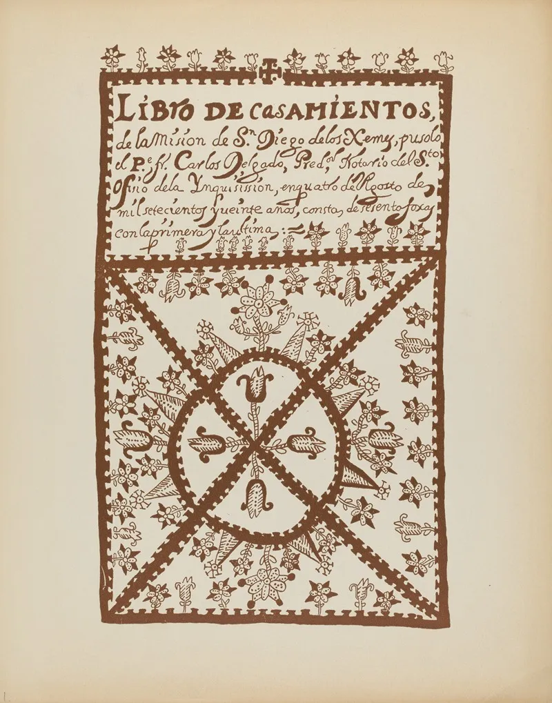 Plate 1 Jemez Book Of Marriages From Portfolio Spanish Colonial Designs Of New Mexico 3