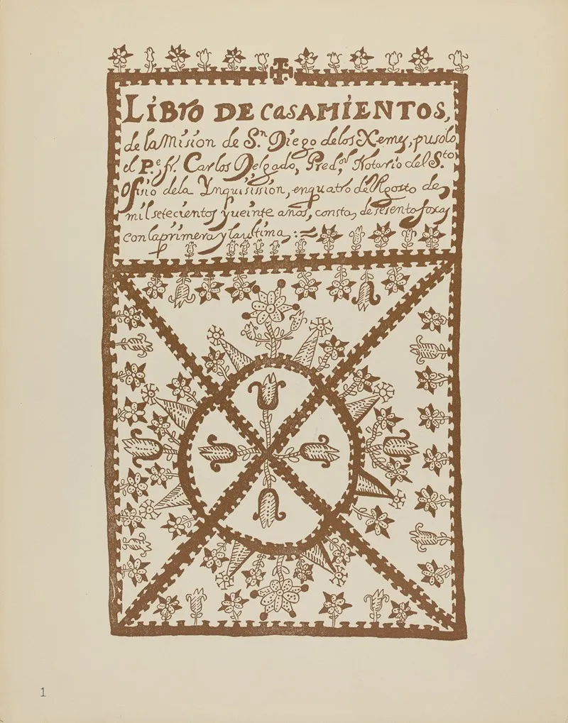 Plate 1 Jemez Book Of Marriages From Portfolio Spanish Colonial Designs Of New Mexico