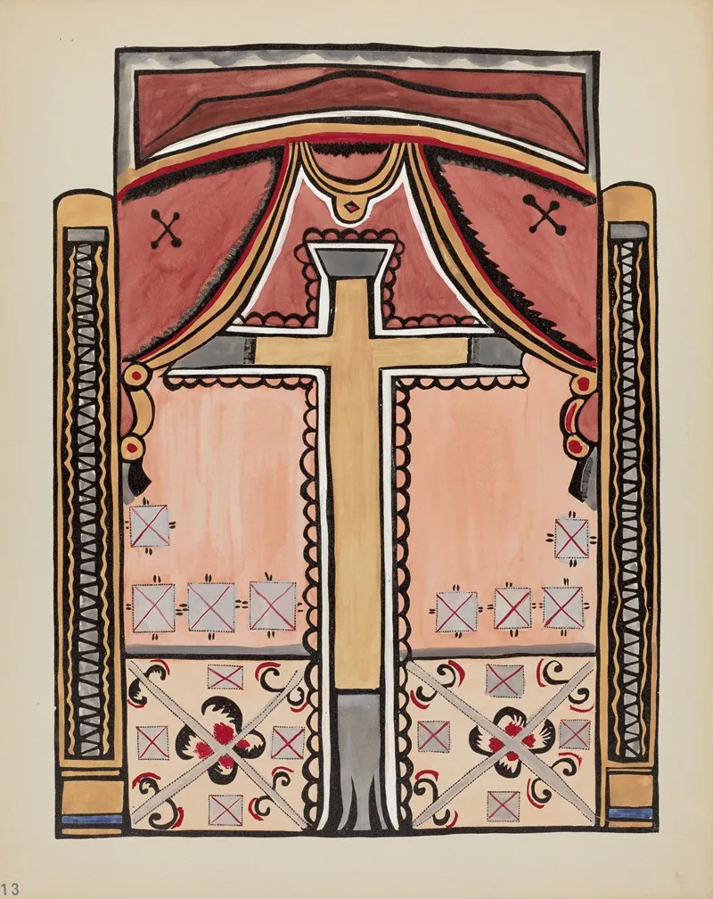 Plate 13 Design With Cross Chimayo From Portfolio Spanish Colonial Designs Of New Mexico
