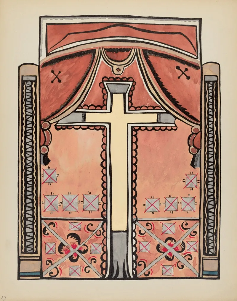 Plate 13 Design With Cross From Portfolio Spanish Colonial Designs Of New Mexico 2