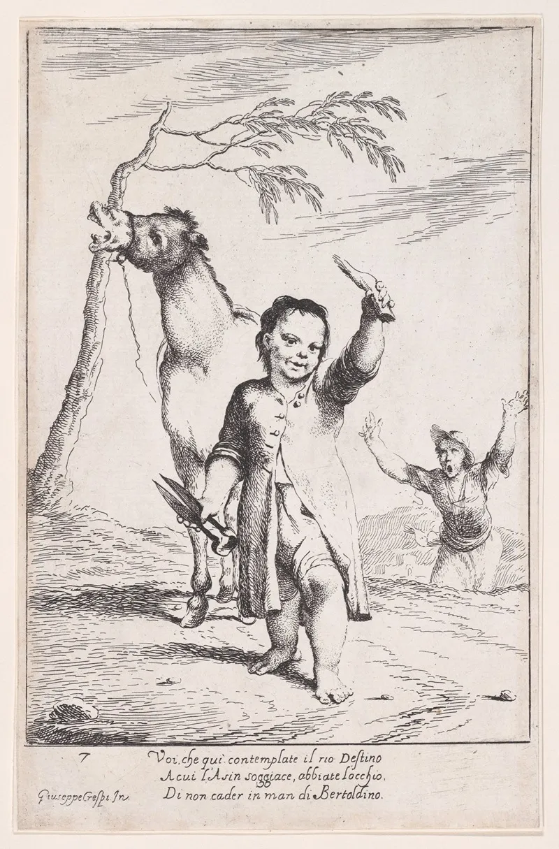Plate 14 Bertoldino Cutting Off The Ears Of A Gardeners Donkey