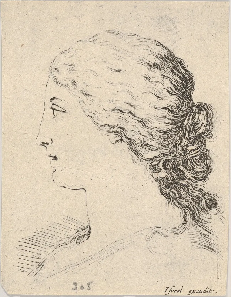 Plate 14 Head Of A Woman by Stefano Della Bella - Canvas Print