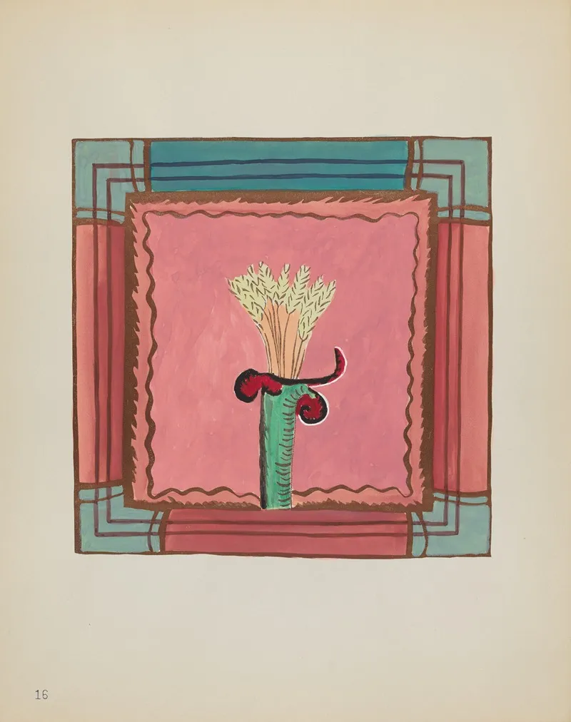 Plate 16 Wheat Sheaf Altar Panel From Portfolio Spanish Colonial Designs Of New Mexico by American 20th Century - Canvas Print