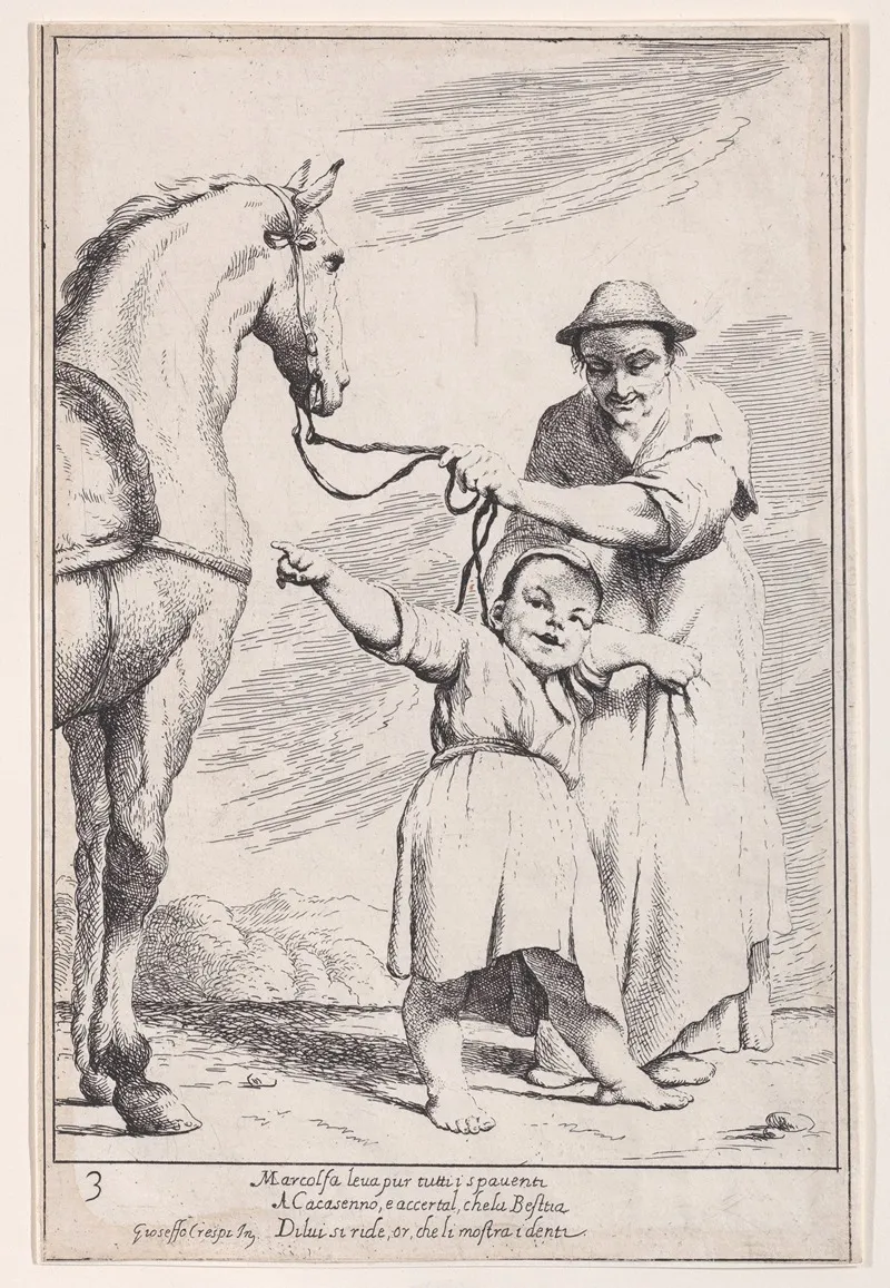 Plate 17 Marcolfa Shows Cacasenno A Horse by Giuseppe Maria Crespi - Canvas Print
