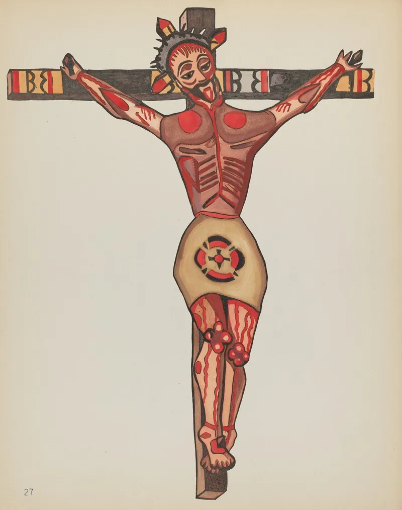 Plate 27 Christ Crucified From Portfolio Spanish Colonial Designs Of New Mexico 3 by American 20th Century - Canvas Print