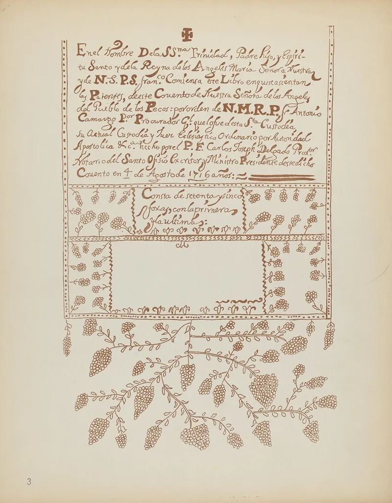 Plate 3 Pecos Book Of Visitations From Portfolio Spanish Colonial Designs Of New Mexico 3