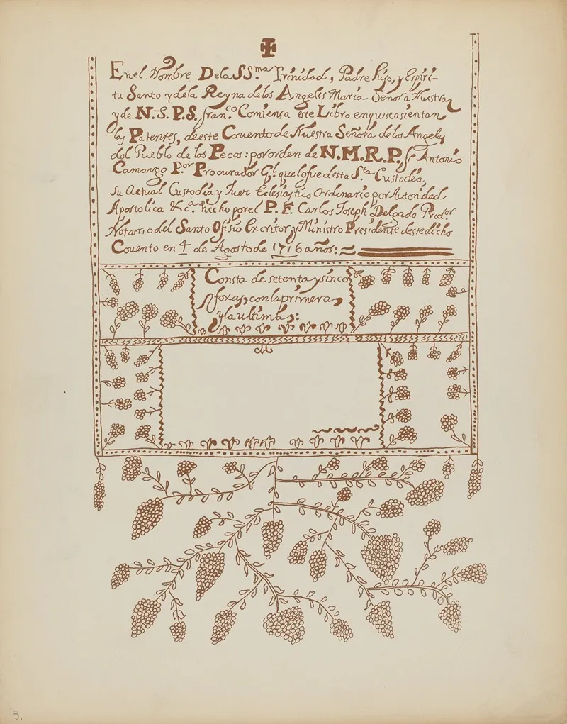 Plate 3 Pecos Book Of Visitations From Portfolio Spanish Colonial Designs Of New Mexico 5