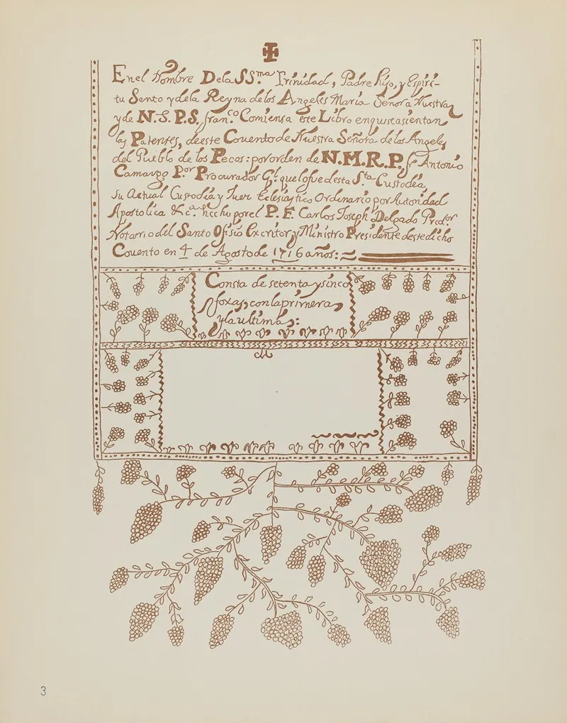 Plate 3 Pecos Book Of Visitations From Portfolio Spanish Colonial Designs Of New Mexico