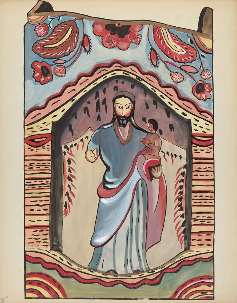 Plate 35 Saint Joseph In Wooden Niche From Portfolio Spanish Colonial Designs Of New Mexico