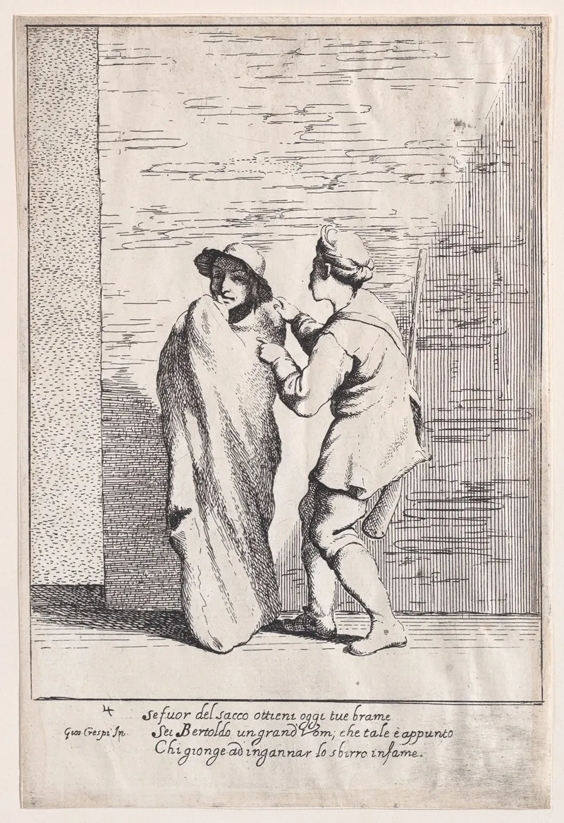 Plate 4 Bertoldo Stuffed In A Sack by Giuseppe Maria Crespi - Canvas Print