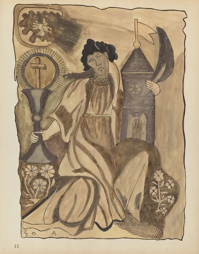 Plate 41 Saint Barbara From Portfolio Spanish Colonial Designs Of New Mexico 2