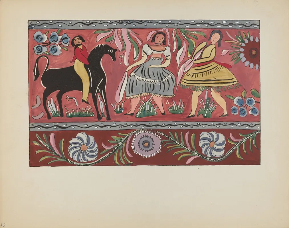 Plate 42 Painted Chest Design From Portfolio Spanish Colonial Designs Of New Mexico 2