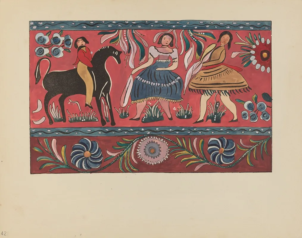 Plate 42 Painted Chest Design From Portfolio Spanish Colonial Designs Of New Mexico