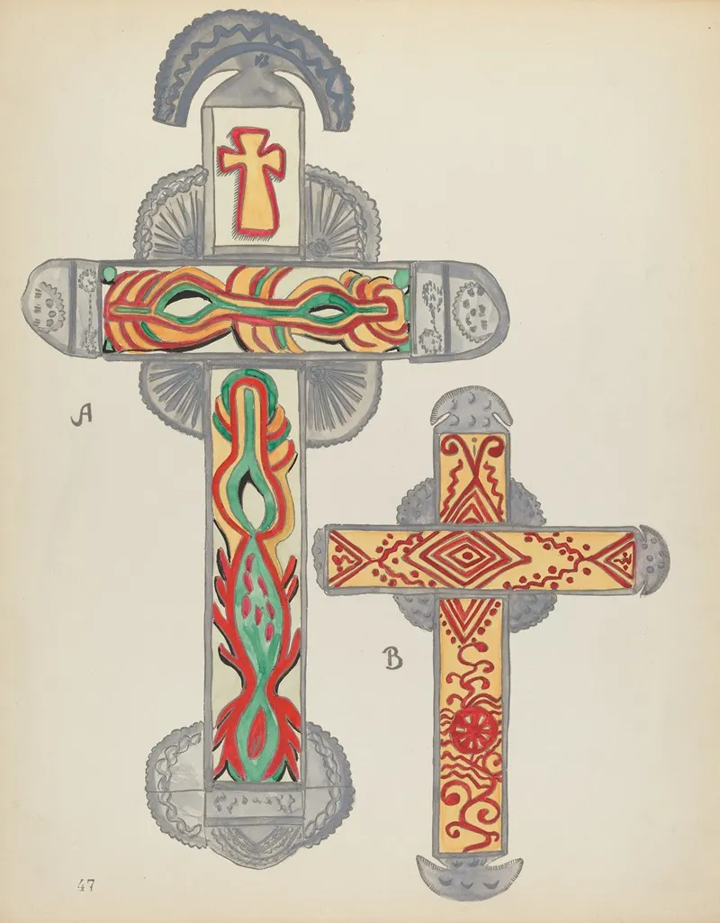 Plate 47 Crosses Of Tin From Portfolio Spanish Colonial Designs Of New Mexico 2 by American 20th Century - Canvas Print