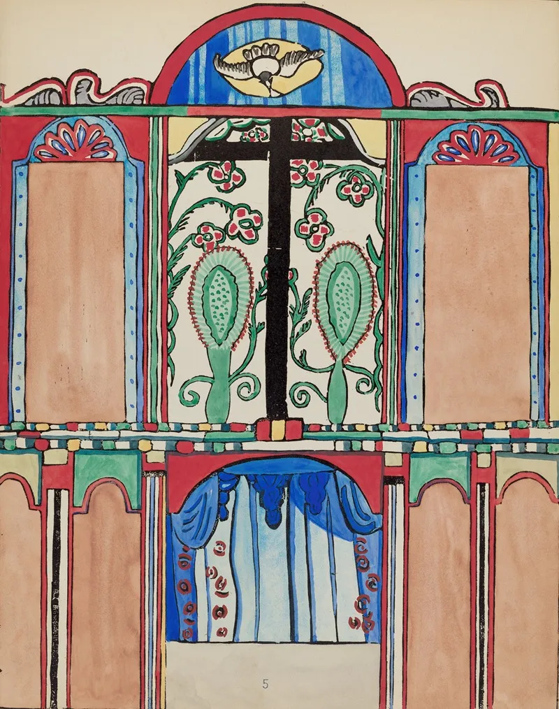 Plate 5 Main Altarpiece Santa Cruz From Portfolio Spanish Colonial Designs Of New Mexico 2