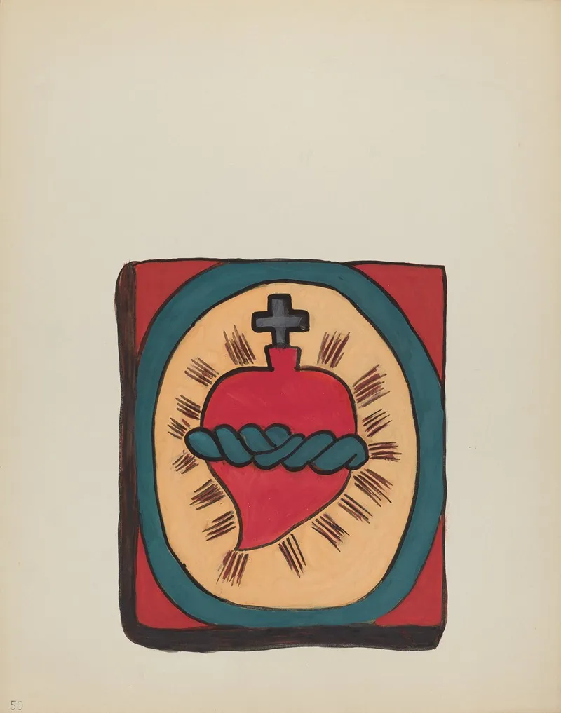 Plate 50 Sacred Heart From Portfolio Spanish Colonial Designs Of New Mexico 2 by American 20th Century - Canvas Print