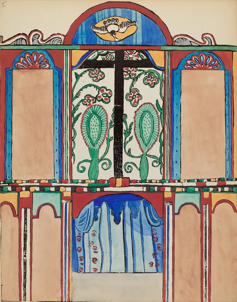 Plate 6 Chapel Altarpiece Santa Cruz From Portfolio Spanish Colonial Designs Of New Mexico 2