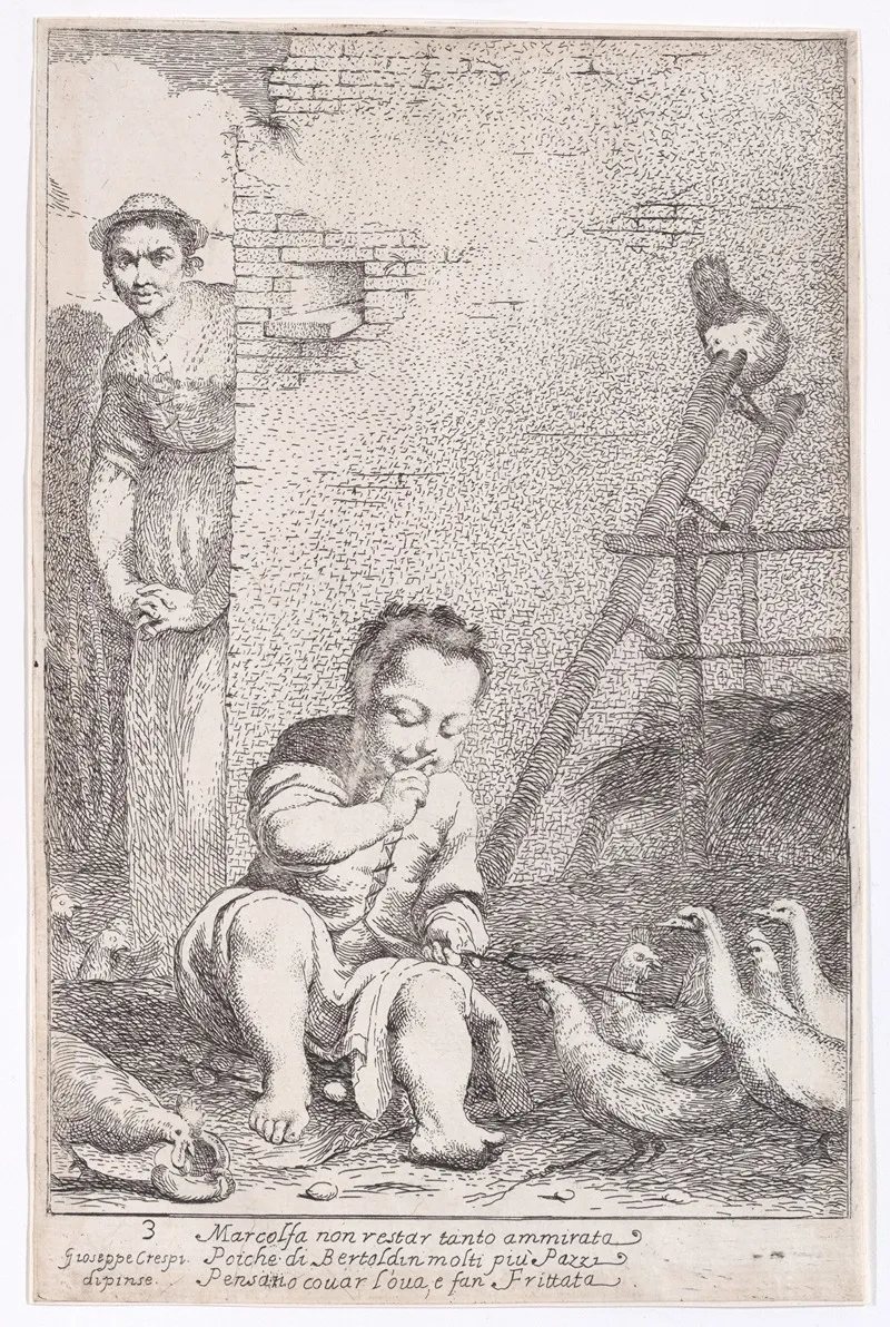 Plate 9 Marcolfa Finds Bertoldino Hatching Eggs by Giuseppe Maria Crespi - Canvas Print