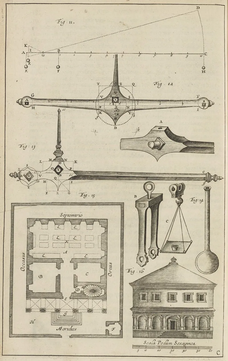 Plate C Diagrams Of Weighing Principles And Instruments Vessel Powder Magazines by Jacob van Meurs - Canvas Print