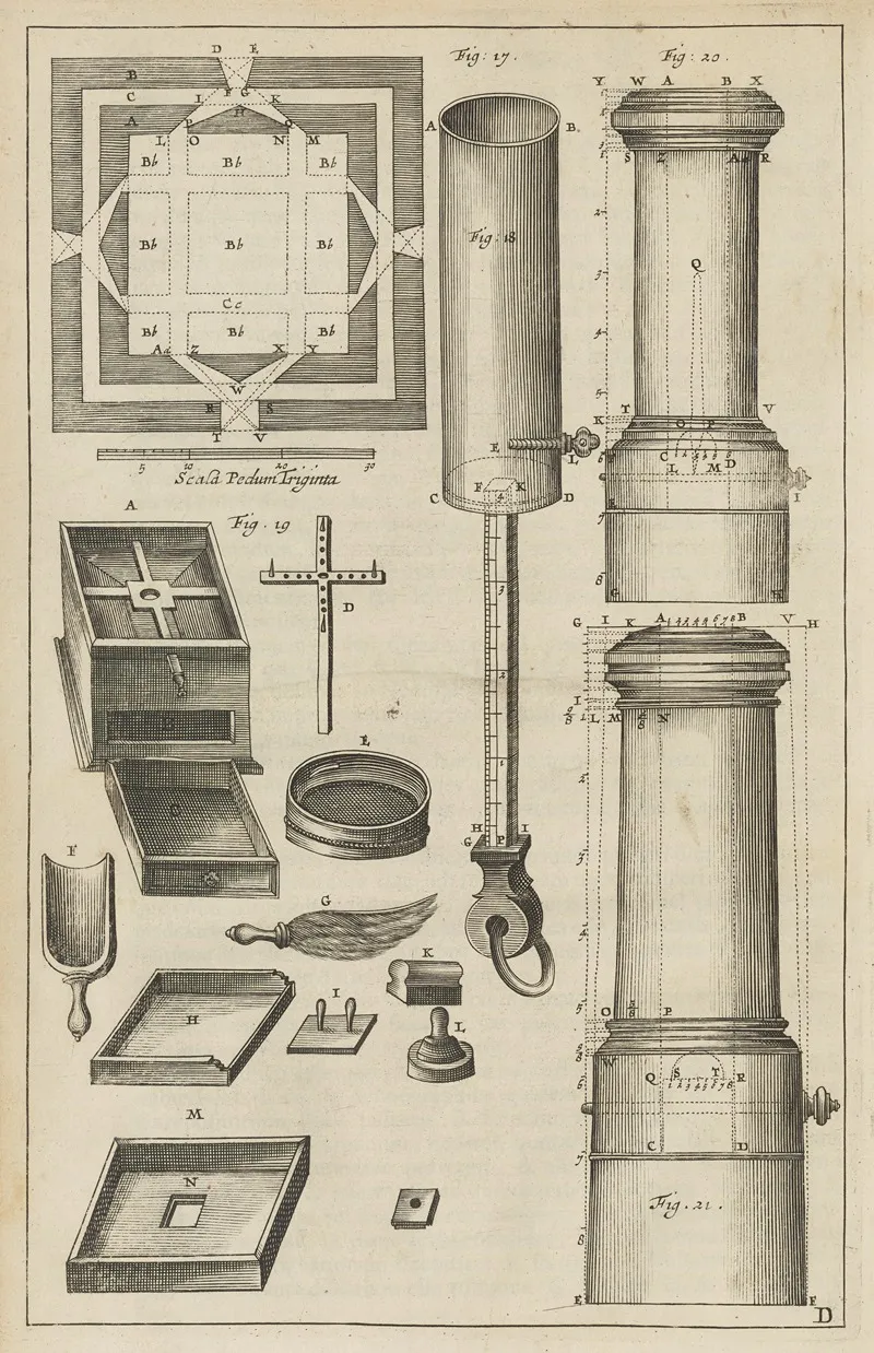 Plate D Powder Magazine Powder Instruments Rocket Molds by Jacob van Meurs - Canvas Print