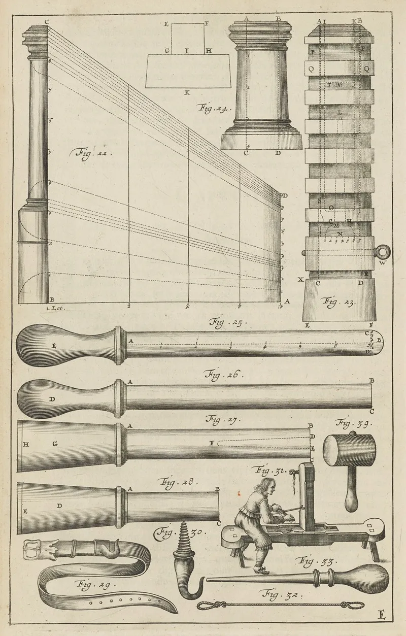 Plate E Rocket And Cracker Molds Instruments For Charging Rocket Cases Tools And Techniques For Choking Rocket Cases by Jacob van Meurs - Canvas Print