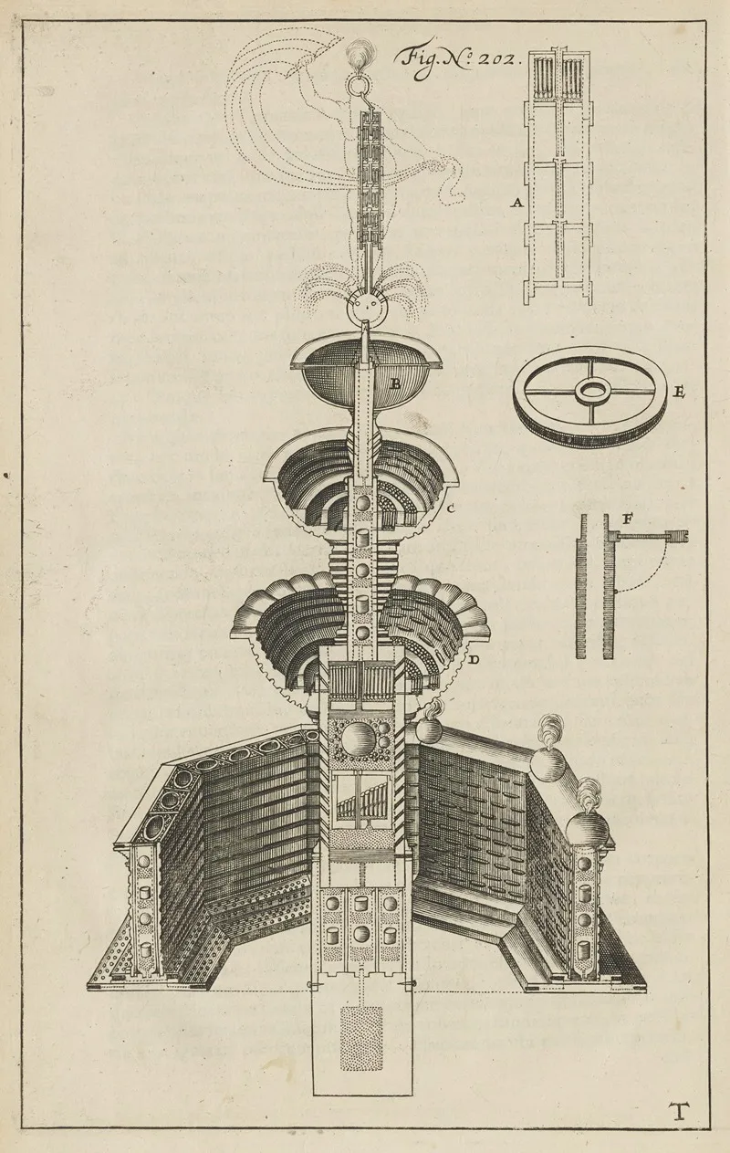Plate T Pyrotechnic Set Piece Of Fortuna Interior by Jacob van Meurs - Canvas Print