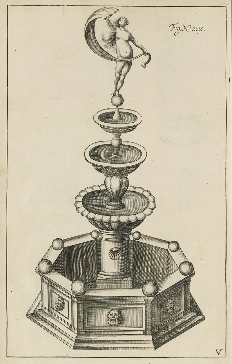 Plate V Pyrotechnic Set Piece Of Fortuna Exterior by Jacob van Meurs - Canvas Print