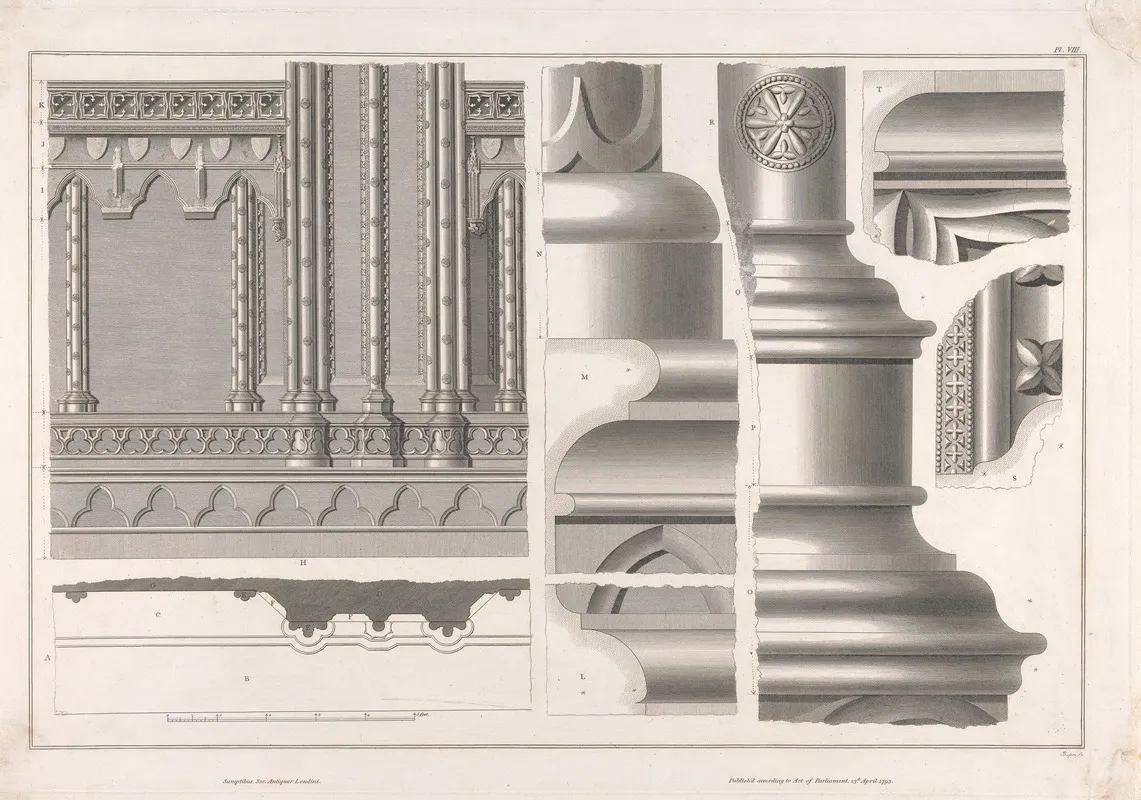 Plate Viii St Stephens Chapel by John Topham - Canvas Print