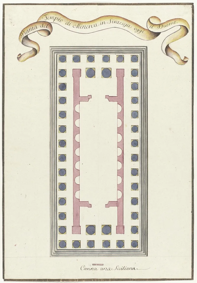 Plattegrond Van Minerva Tempel Te Syracuse