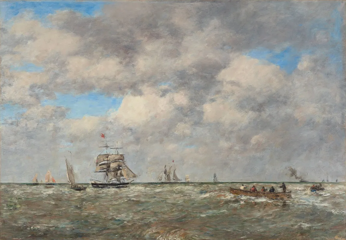 Pleine Mer Les Lamaneurs by Eugène Boudin - Canvas Print