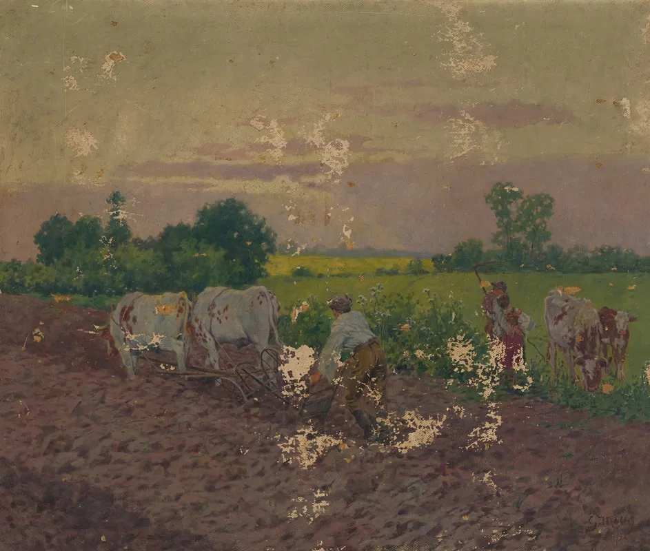 Ploughing 5 by Gustáv Mallý - Canvas Print