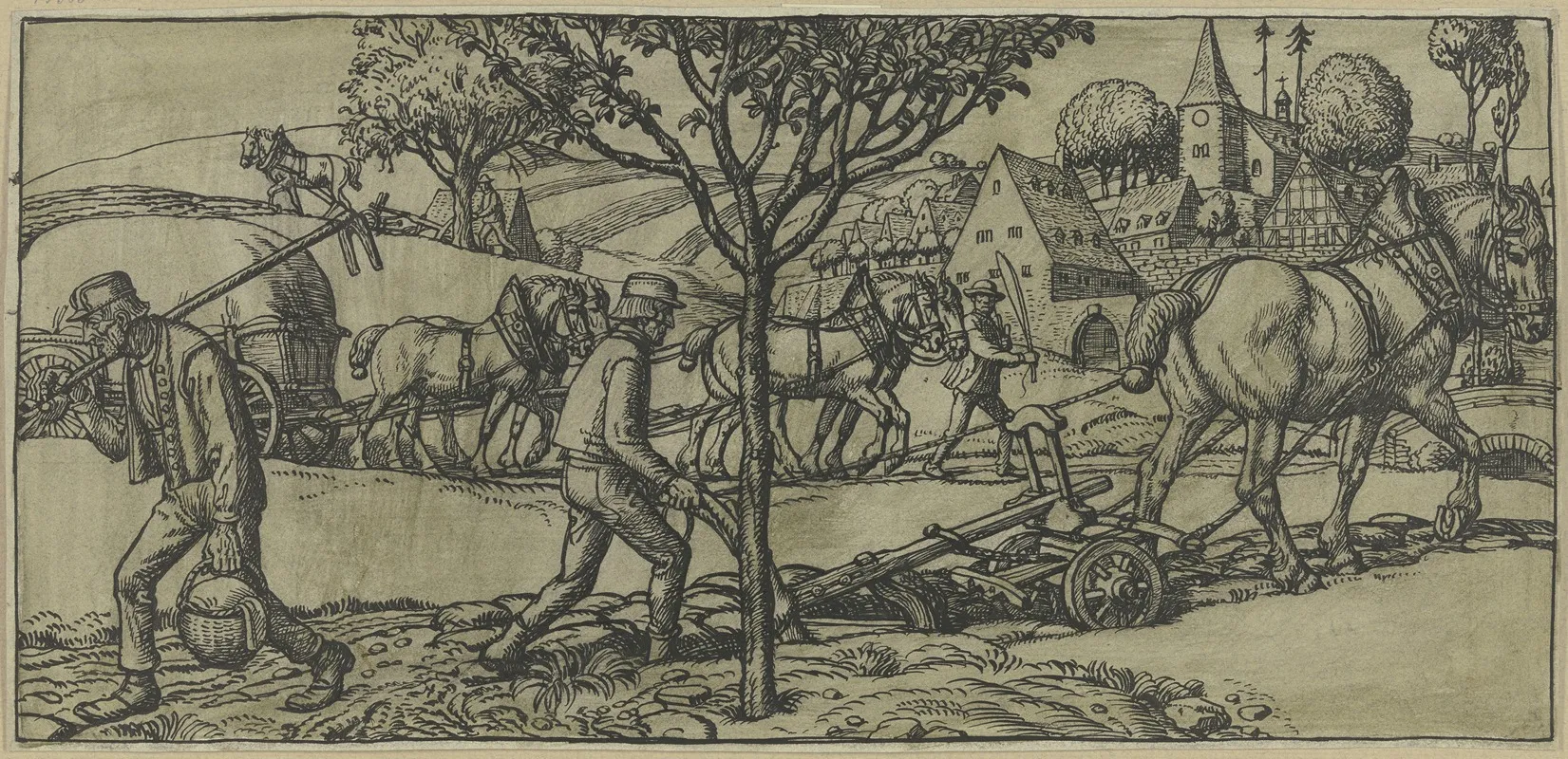 Plowing Farmer by Fritz Boehle - Canvas Print